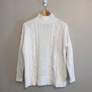 🎉HP!🎉 J.CREW Swingy cable-knit mockneck sweater Size Small